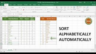 TECH-006 - Create a list that automatically sorts data alphabetically as you enter data in Excel