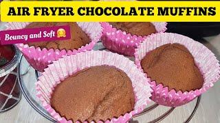 Perfect Air Fryer Chocolate Muffins Recipe. How to Bake easy  Cupcakes at home from scratch.