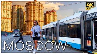 Outside Moscow Center Old Bard and Tram Travel 4K