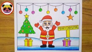 Christmas Drawing  Santa Claus Drawing  How to Draw Santa Claus Step By Step  Merry Christmas