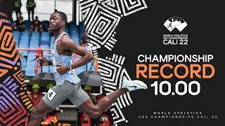 Letsile Tebogo SMASHES championship 100m record  World Athletics U20 Championships Cali 2022