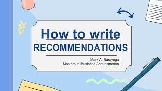 How to Write the Recommendation in Research Paper