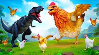 Epic Battle Black T-Rex vs Giant Chicken - Dont Miss the End