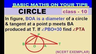 In fig. BOA is diameter of circle & tangent at a point p meet BA produced at T. If ∠PBO=30 find ∠PTA