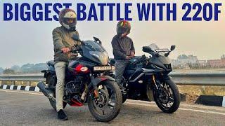 Yamaha R15 v4 vs Bajaj Pulsar 220f  Ye hi hai most powerful machine 