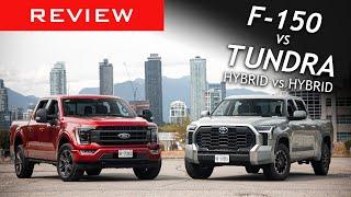 Comparison 2023 Ford F-150 Powerboost Hybrid vs 2023 Toyota Tundra i-Force MAX Hybrid