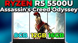 Assassins Creed Odyssey  8GB vs 12GB vs 16GB  Ryzen R5 5500U AMD APU Test