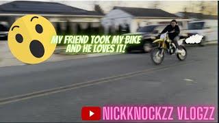 MY FRIEND RIDES MY RMZ250 NICKKVLOGZZ