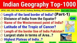 Indian Geography 1000 important questions in English  Geography part 1  upsc ssc cds railway