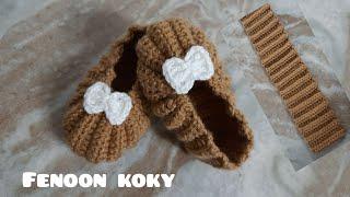 كروشيه لكلوك سهل وسريع من قطعة مستطيلة للمبتدئات حذاء كروشيهسليبر  Crochet baby shoes