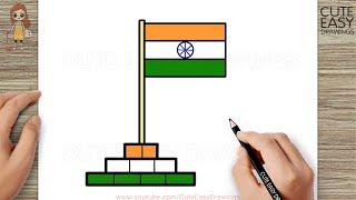 How to Draw an Indian Flag Easy step by step for KIDS