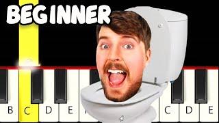 Skibidi Toilet Mr Beast Song - Fast and Slow Easy Piano Tutorial - Beginner