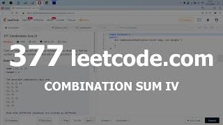 Разбор задачи 377 leetcode.com Combination Sum IV. Решение на C++