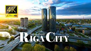 Capital & Largest City of Latvia  Riga in 4K ULTRA HD 60FPS Video by Drone