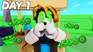 0 to 10k Robux Challenge on an Alt - Day 1 Roblox Pls Donate