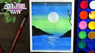 Cómo dibujar un PAISAJE NOCTURNO con ACUARELAS - Paso a paso