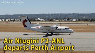 Air Niugini P2-ANL departs Perth Airport on RW03.