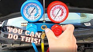 How to Recharge a Cars AC System Using a Manifold Gauge Set & Vacuum Pump - Air Conditioning