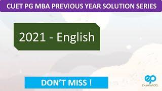 CUET PG MBA 2021 Paper  English Section solution  MBA Exams 2022  Must watch