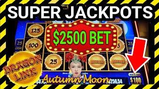 Wow Super Jackpots Bonus with bet of $2500 high bet  Dragon Link Slot