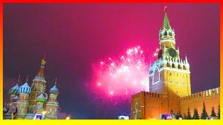 MOSCOW -  the New Years Eve celebration with the fireworks on the Red Square 2019-2020 - RUSSIA