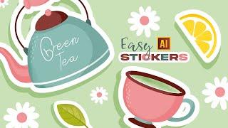 HOW TO DRAW AN EASY STICKERS WITH WATERCOLOR TEXTURE  TUTORIAL IN ADOBE ILLUSTRATOR