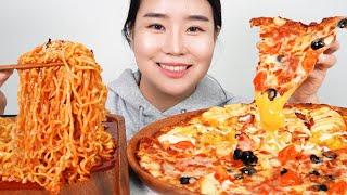 불닭볶음면과 피자헛 피자 먹방 REALSOUND MUKBANG