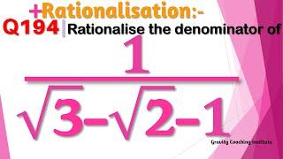 Q194  Rationalise 1√3-√2-1  1 by root 3 - root 2 - 1  1  root 3 - root 2 - 1  1 upon root 3