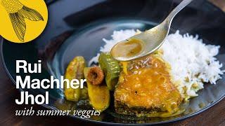 Machher jhol recipe—potol jhinge alu diye jeere ada bata jhol—Rohu fish curry with summer veggies