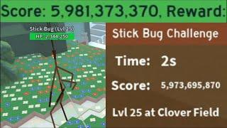WORLD RECORD SOLO 5.98B SCORE STICK BUG  WORLD FIRST LEVEL 25 STICK BUG  Bee Swarm Simulator