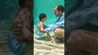 POOL TRICKS Dad Teaches Son - ‘Bottom Dwellers’? #dad #swimlessons #survivalswimming #swim #pool