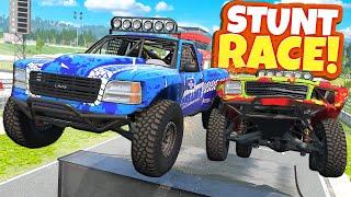 Trophy Truck JUMP RACE Ends in BIG CRASHES in BeamNG Drive Mods