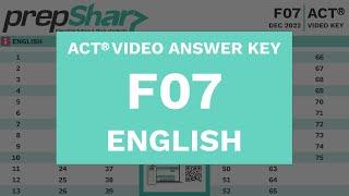 F07 - ACT English - PrepSharp Video Answer Key