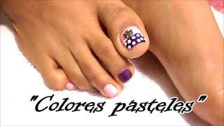 Paso a paso Decoración de Uñas  para los Pies colores pastelesToe Nail art easy