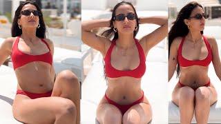 Morni Song Fame Soundous Moufakir Looks H0T In Red BIKINI On Vacation