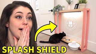 DIY Cat Feeding Station with splash shield