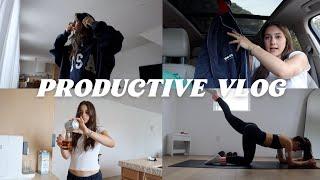 PRODUCTIVE MONDAY VLOG BTS of busy work day acne advice + easy dinner salad recipe