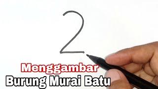 Menggambar Burung Murai Batu Dimulai Dari Angka 2  Simple Drawing