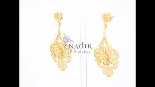 Classical Long Filigree Earrings in 925 Sterling Silver w Gold Bath