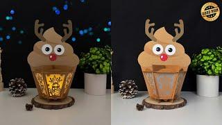 How To Make Paper Cut Lantern Cupcake Reindeer