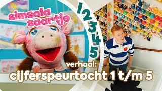 CIJFERSPEURTOCHT 1 tm 5 ️  SIMSALA SAARTJE   Educatieve kleutertelevisie  Schrijfvolgorde