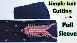 Simple Suit Cutting For Beginners  Full sleeve  English Subtitles  Stitch By Stitch