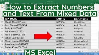 How to Extract Numbers and Text From Mix Data in MS Excel  Extract Numbers and names from mix data