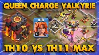 Valkyrie Is Insane  TH10 VS TH11MAX With Queen Charge Valkyrie 2022  Clash Of Clans