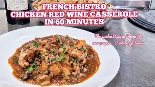 EASY & QUICK Chicken Red Wine Casserole in less than 1 hour  #chefarchiepie #french #coqauvin