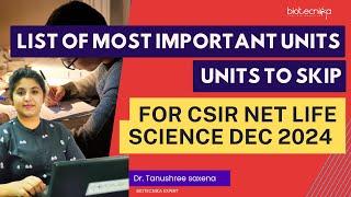 List of Most Important Units & Units To Skip for CSIR NET Life Science Dec 2024 #csirnet