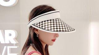 Womens Checkerboard Brim Sun Hats Golf Visor