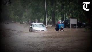 Heavy rains lash Chandigarh surrounding areas roads inundated motorists left stranded