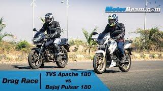 TVS Apache 180 vs Pulsar 180 - Drag Race  MotorBeam