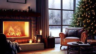 10 Hours Relaxing Sleep Music + Fire Place  Insomnia Calming Music Winter Dream